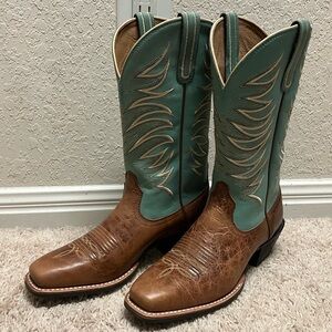 Ariat Women’s Turquoise and Brown Cowboy Cowgirl Boots 5.5 B